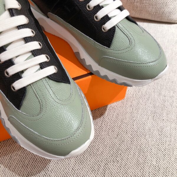 Hermes Couple's Good Quality Lychee Grain Cowhide Leather Sport Shoes - Image 6