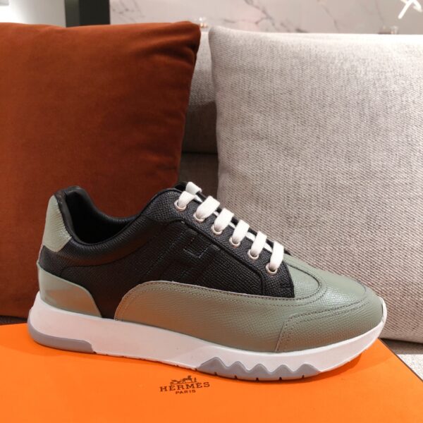 Hermes Couple's Good Quality Lychee Grain Cowhide Leather Sport Shoes - Image 4