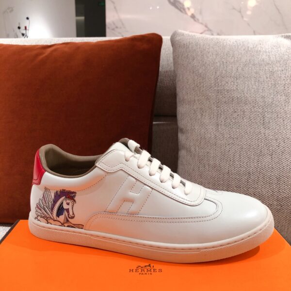 Hermes Couple's High Quality Cowhide Leather Sport Shoes - Image 3