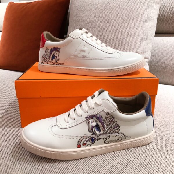 Hermes Couple's High Quality Cowhide Leather Sport Shoes - Image 4