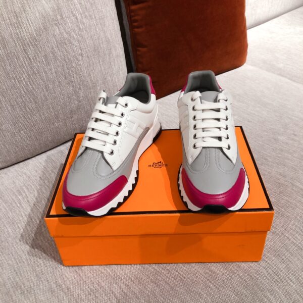 Hermes Couple's High Quality Cowhide Leather Casual Sport Shoes - Image 2