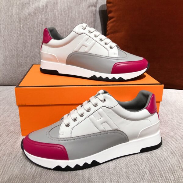 Hermes Couple's High Quality Cowhide Leather Casual Sport Shoes - Image 4
