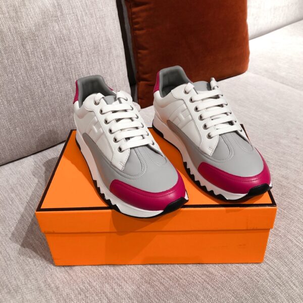 Hermes Couple's High Quality Cowhide Leather Casual Sport Shoes