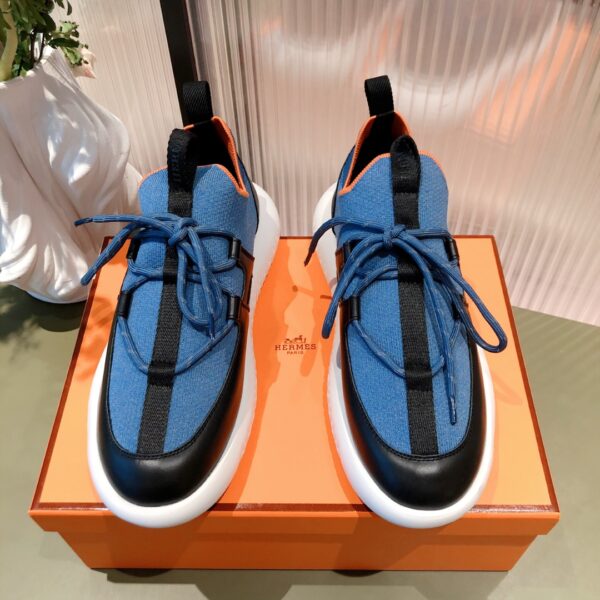 Hermes Couple's Mesh Fabric Cowhide Leather Casual Shoes - Image 2