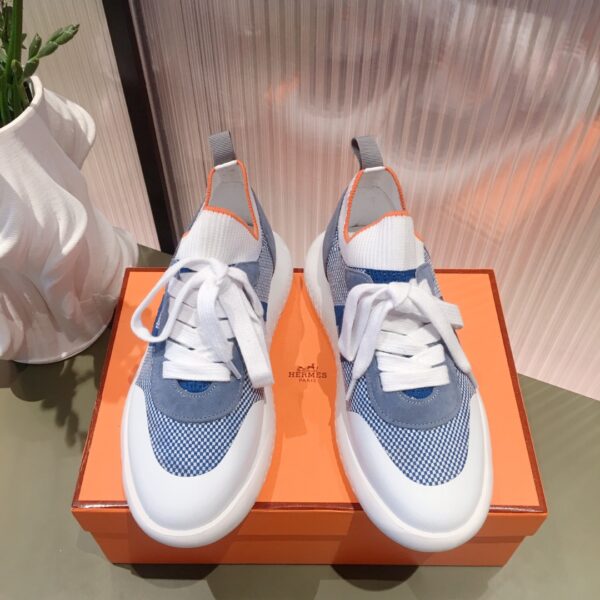 Hermes Couple's Cowhide Leather Ventilate Casual Sport Shoes - Image 2