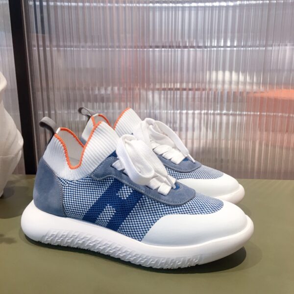 Hermes Couple's Cowhide Leather Ventilate Casual Sport Shoes - Image 3
