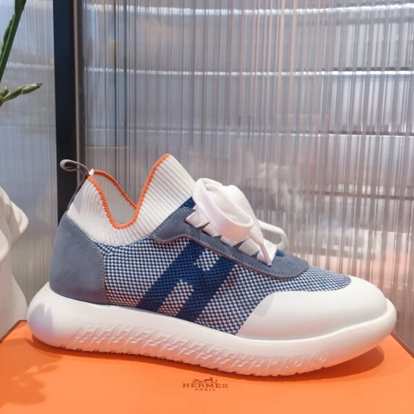Hermes Couple's Cowhide Leather Ventilate Casual Sport Shoes - Image 5