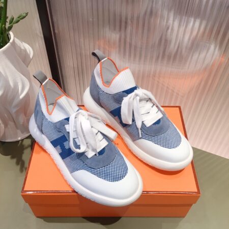 Hermes Couple's Cowhide Leather Ventilate Casual Sport Shoes