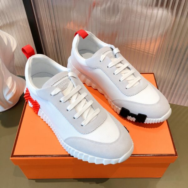 Hermes Couple's Mesh Fabric Cowhide Leather Ventilate Casual Sport Shoes - Image 2