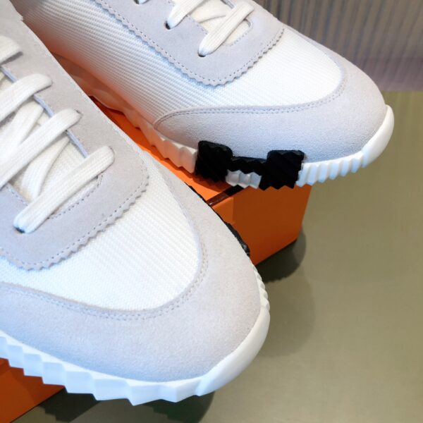 Hermes Couple's Mesh Fabric Cowhide Leather Ventilate Casual Sport Shoes - Image 6