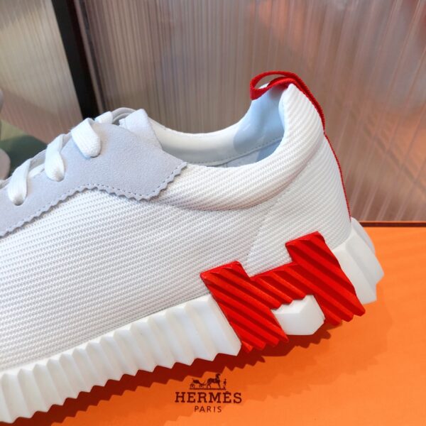 Hermes Couple's Mesh Fabric Cowhide Leather Ventilate Casual Sport Shoes - Image 7
