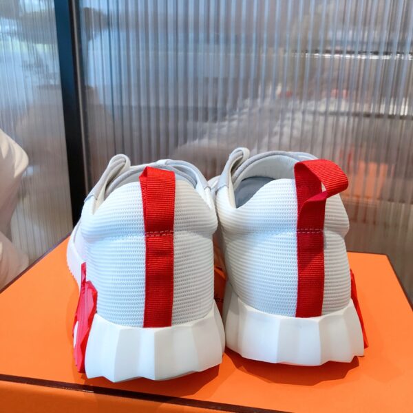 Hermes Couple's Mesh Fabric Cowhide Leather Ventilate Casual Sport Shoes - Image 8