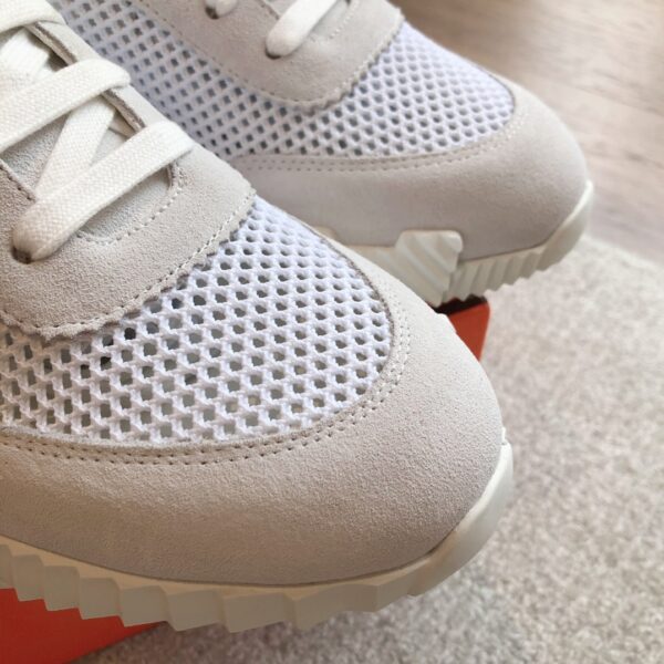 Hermes Couple's Breathable Mesh Fabric Cowhide Leather Casual Sport Shoes - Image 6
