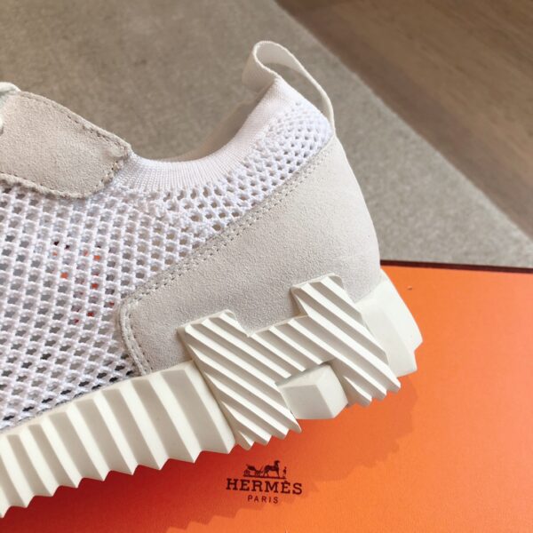 Hermes Couple's Breathable Mesh Fabric Cowhide Leather Casual Sport Shoes - Image 7