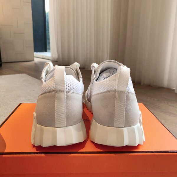 Hermes Couple's Breathable Mesh Fabric Cowhide Leather Casual Sport Shoes - Image 8