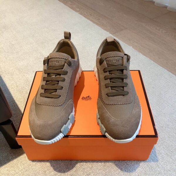 Hermes Couple's Breathable Mesh Fabric Suede Cowhide Sport Shoes - Image 2