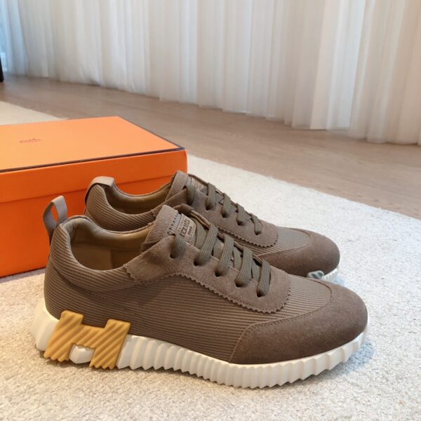 Hermes Couple's Breathable Mesh Fabric Suede Cowhide Sport Shoes - Image 3