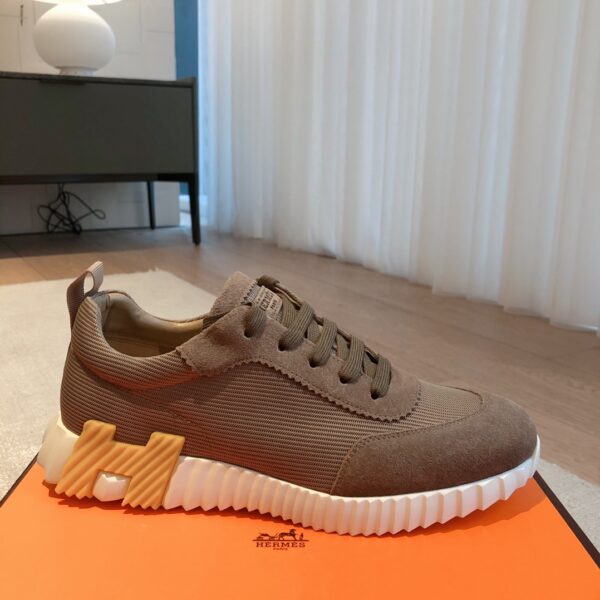 Hermes Couple's Breathable Mesh Fabric Suede Cowhide Sport Shoes - Image 4