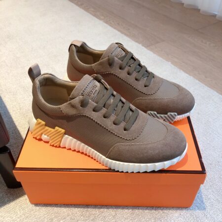 Hermes Couple's Breathable Mesh Fabric Suede Cowhide Sport Shoes