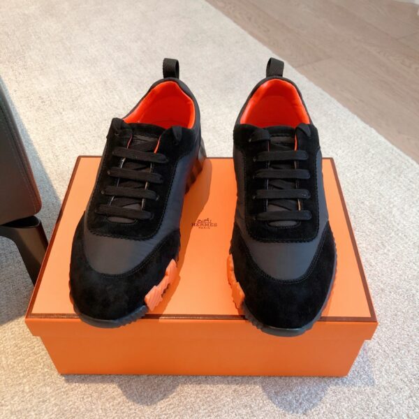 Hermes Couple's Canvas And Suede Cowhide Leather Sport Shoes - Image 2