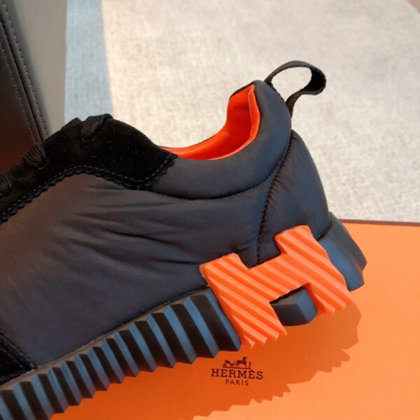 Hermes Couple's Canvas And Suede Cowhide Leather Sport Shoes - Image 7