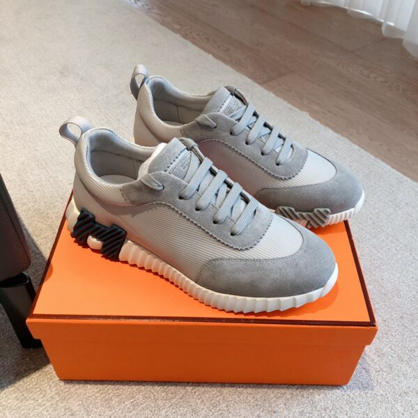 Hermes Couple's Breathable Fabric And Cowhide Leather Casual Sport Shoes