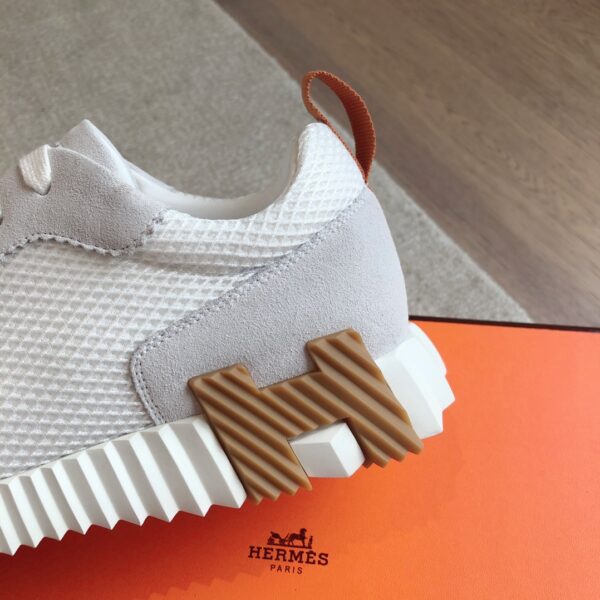 Hermes Couple's Breathable Fabric And Cowhide Leather Sport Shoes - Image 7