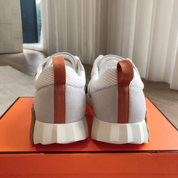 Hermes Couple's Breathable Fabric And Cowhide Leather Sport Shoes - Image 8