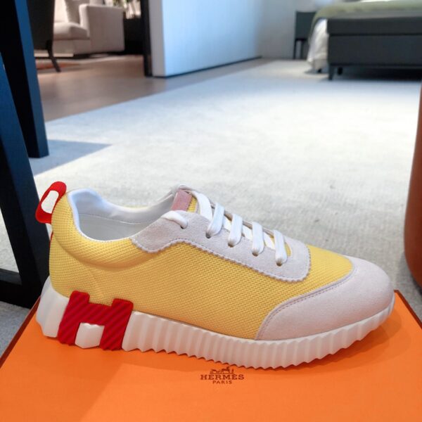 Hermes Couple's Breathable Fabric And Cowhide Leather Casual Shoes - Image 4