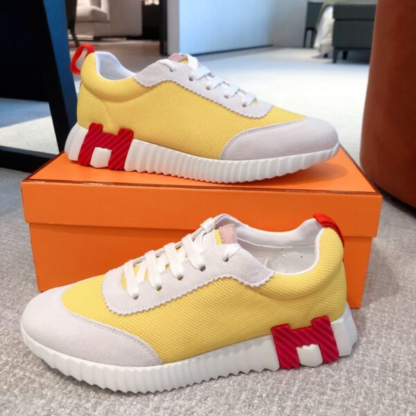 Hermes Couple's Breathable Fabric And Cowhide Leather Casual Shoes - Image 5