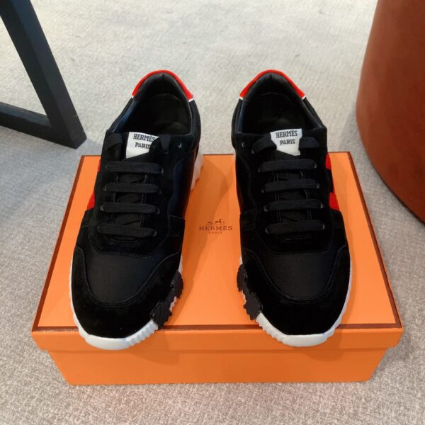 Hermes Breathable Mesh Cowhide Leather Casual Sport Shoes For Men And Women - Image 2