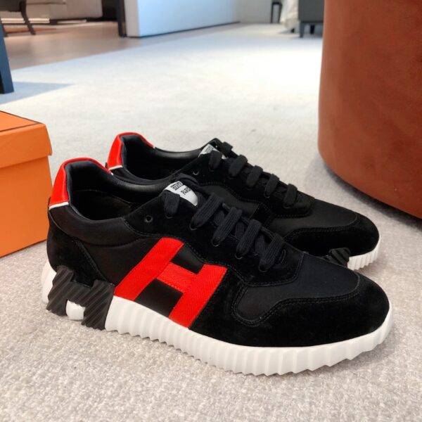 Hermes Breathable Mesh Cowhide Leather Casual Sport Shoes For Men And Women - Image 3