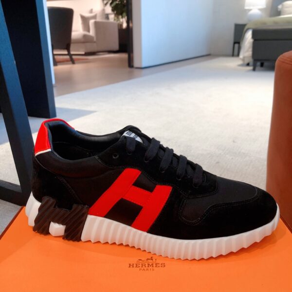 Hermes Breathable Mesh Cowhide Leather Casual Sport Shoes For Men And Women - Image 4