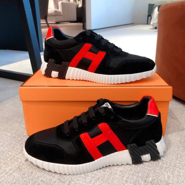 Hermes Breathable Mesh Cowhide Leather Casual Sport Shoes For Men And Women - Image 5