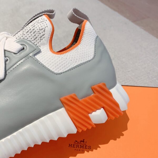 Hermes Couple's Breathable Fabric And Cowhide Leather Sport Shoes - Image 7