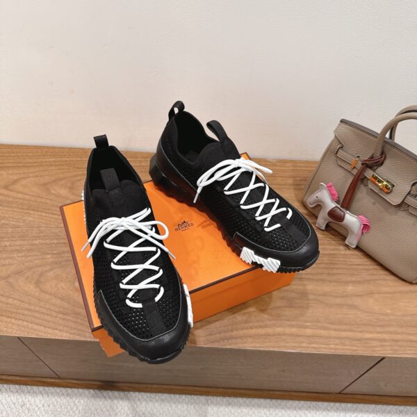Hermes Good Quality Breathable Fabric And Cowhide Leather Casual Sport Shoes - Image 3