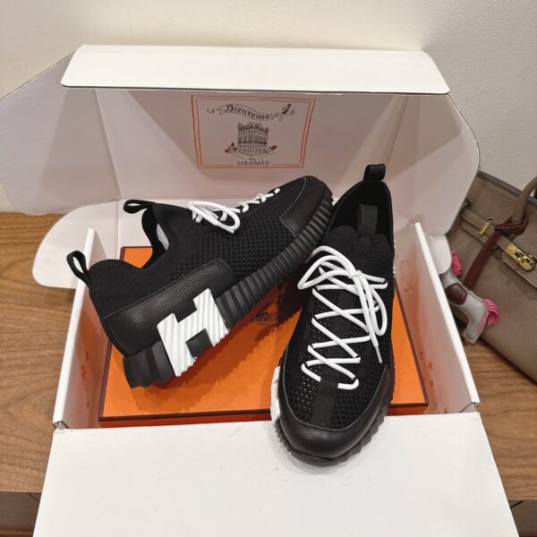Hermes Good Quality Breathable Fabric And Cowhide Leather Casual Sport Shoes - Image 6