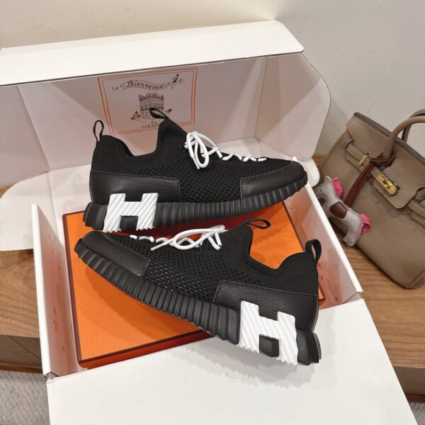 Hermes Good Quality Breathable Fabric And Cowhide Leather Casual Sport Shoes - Image 7