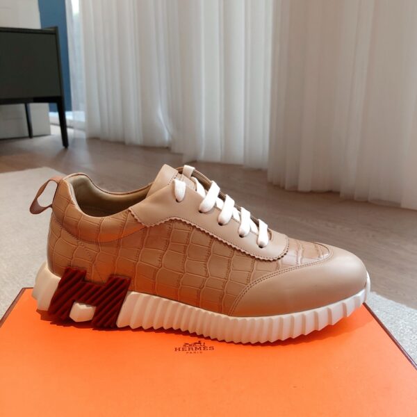 Hermes High Quality Suede And Cowhide Leather Sport Shoes - Image 4