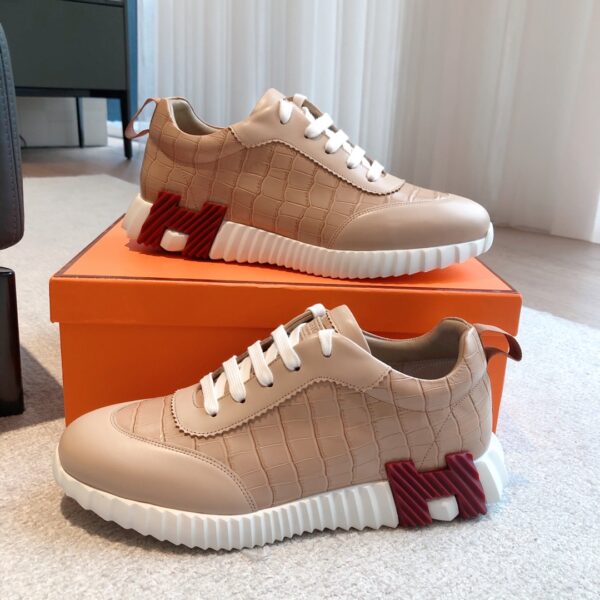 Hermes High Quality Suede And Cowhide Leather Sport Shoes - Image 5