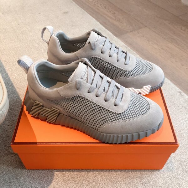 Hermes Classic Couple's Suede And Cowhide Leather Sport Shoes - Image 2