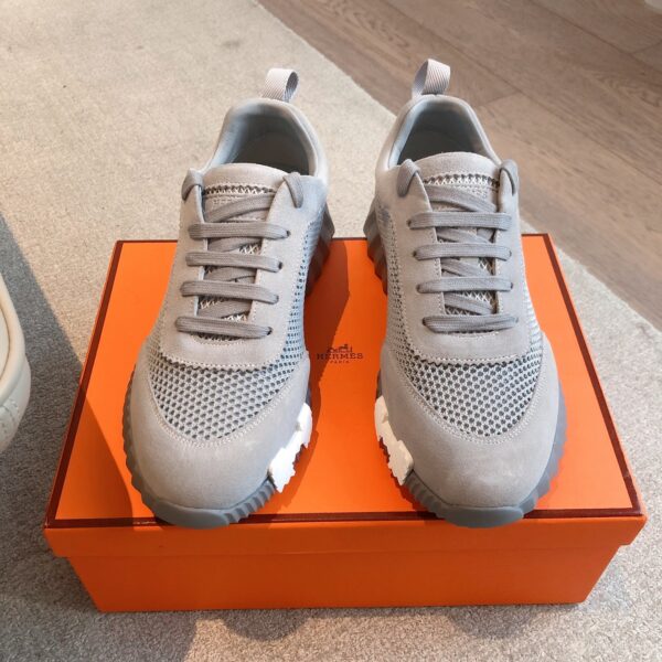 Hermes Classic Couple's Suede And Cowhide Leather Sport Shoes - Image 3