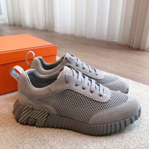 Hermes Classic Couple's Suede And Cowhide Leather Sport Shoes