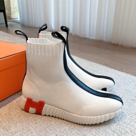 Hermes Classic Couple's Breathable Fabric High Top Casual Sport Shoes