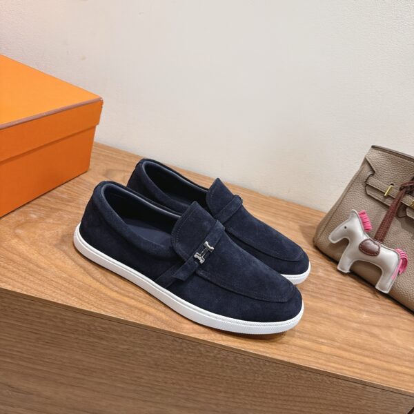 Hermes Classic Couple's Suede Cowhide Leather Casual Sport Shoes - Image 3