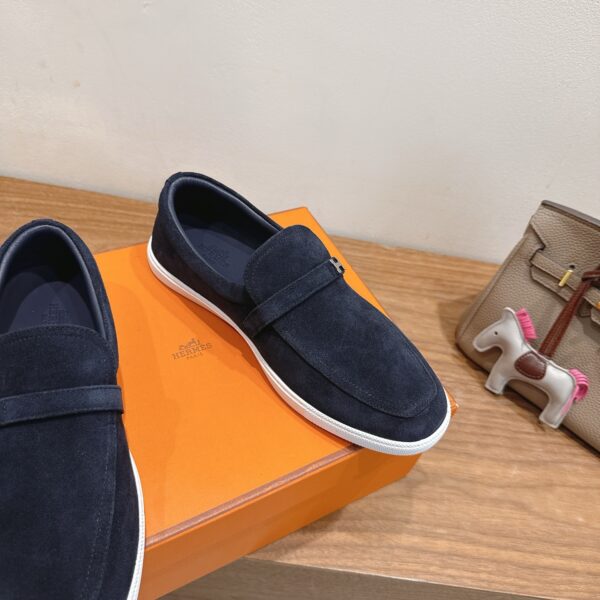 Hermes Classic Couple's Suede Cowhide Leather Casual Sport Shoes - Image 6