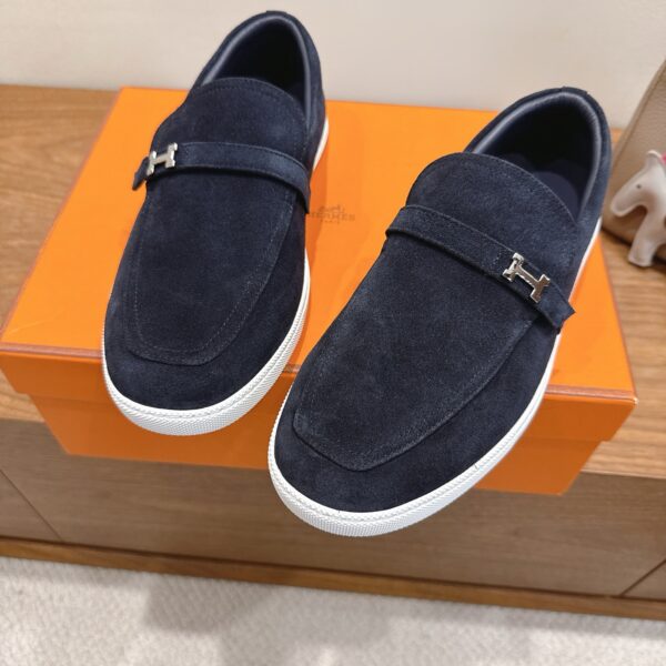 Hermes Classic Couple's Suede Cowhide Leather Casual Sport Shoes - Image 5