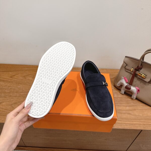 Hermes Classic Couple's Suede Cowhide Leather Casual Sport Shoes - Image 9