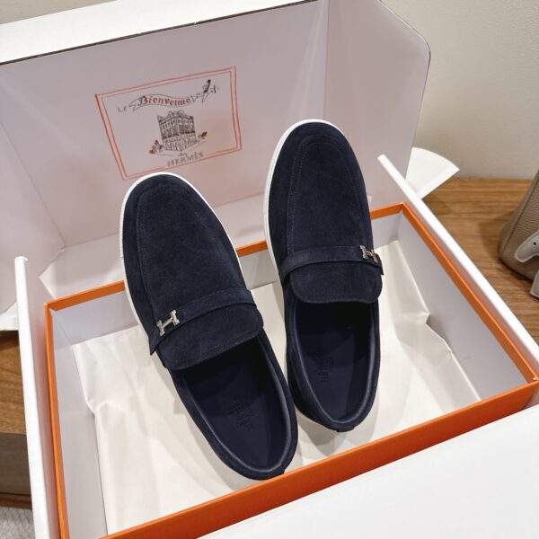 Hermes Classic Couple's Suede Cowhide Leather Casual Sport Shoes - Image 7