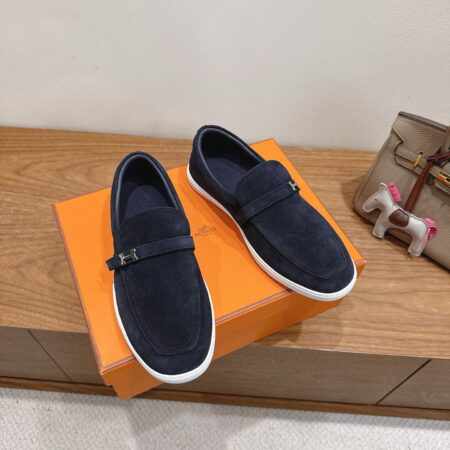 Hermes Classic Couple's Suede Cowhide Leather Casual Sport Shoes